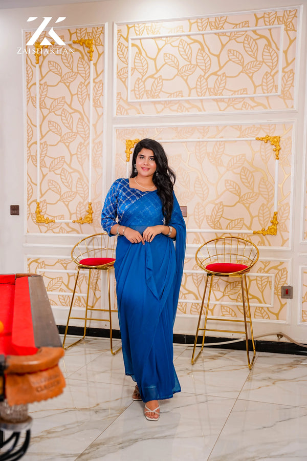 Zinc Embroidered Blouse Saree ZK-009
